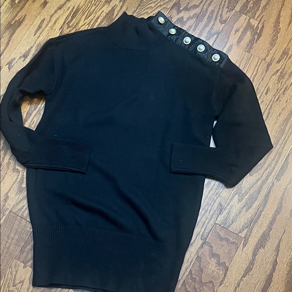 WHBM Black Button-Detail Sweater, size XS, NWT